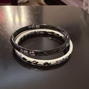 Elegant Floral Black and White Bracelet Duo